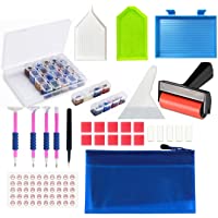 JUSONEY 33PCS Kit de pintura diamantes: bolsa organizadora- bolígrafos adhesivos- pinzas de punta metálica- cajas de…